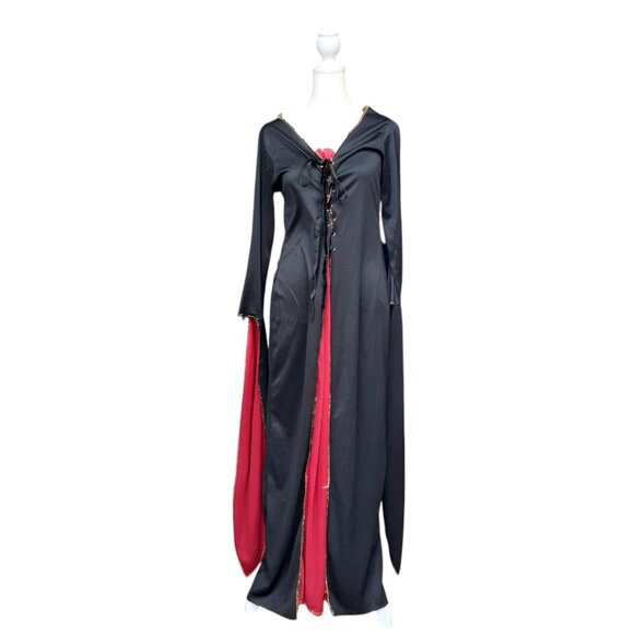 Halloween Vampiress Costume Blood Red & Black LARP Cosplay Goth Lace Up Theater - Picture 3 of 11
